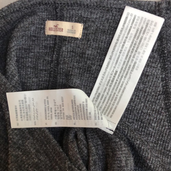 Hollister Dark Gray Long-Sleeve Scalloped Edge Shirt Top Size S - Picture 8 of 8